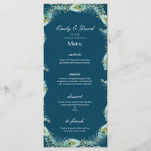 Redigerbar Påfågelmeny, Bröllopsmeny, Bebisdusch