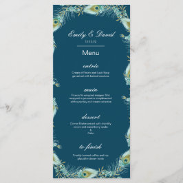 Redigerbar Påfågelmeny, Bröllopsmeny, Bebisdusch Meny