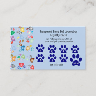 Redigerbar Pampered Tassar Hund Groomer Loyalty Visitkort