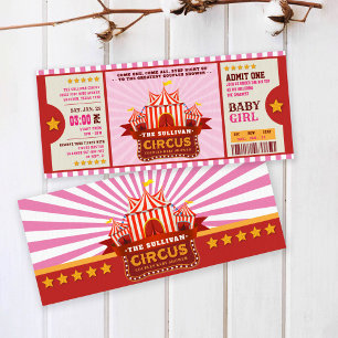 Redigerbar par-dusch för Färg Circus Biljett Inbjudningar