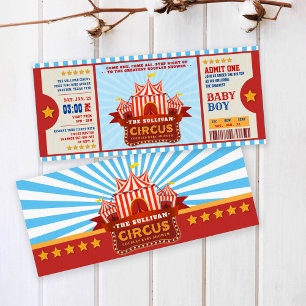 Redigerbar par-dusch för Färg Circus Biljett Inbjudningar