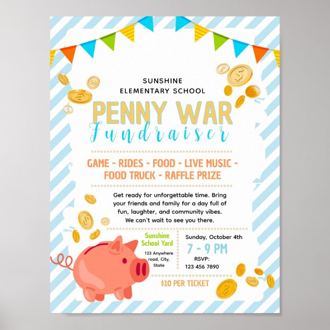 Redigerbar Penny War-insamlingsflygblad Poster (Framsidan)