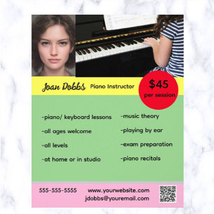 Redigerbar Piano-instruktör Flyer