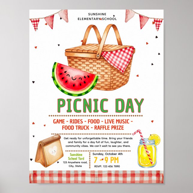 Redigerbar picknick fundraisingaffisch poster (Framsidan)