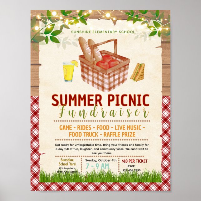 Redigerbar picknickdag fundraising-flyer poster (Framsidan)