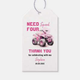 Redigerbar Pink ATV Cykel Födelsedag Presentetikett