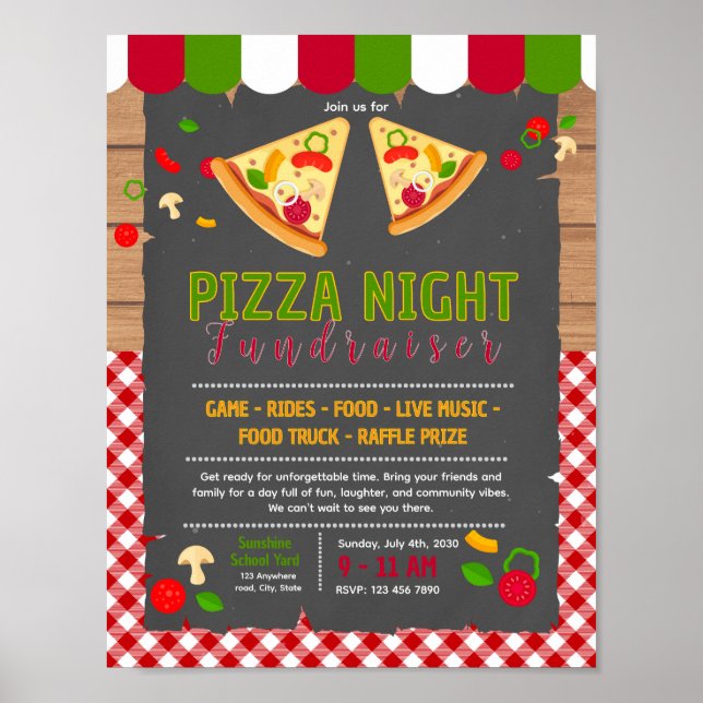 Redigerbar pizza insamlingsflygblad poster (Framsidan)
