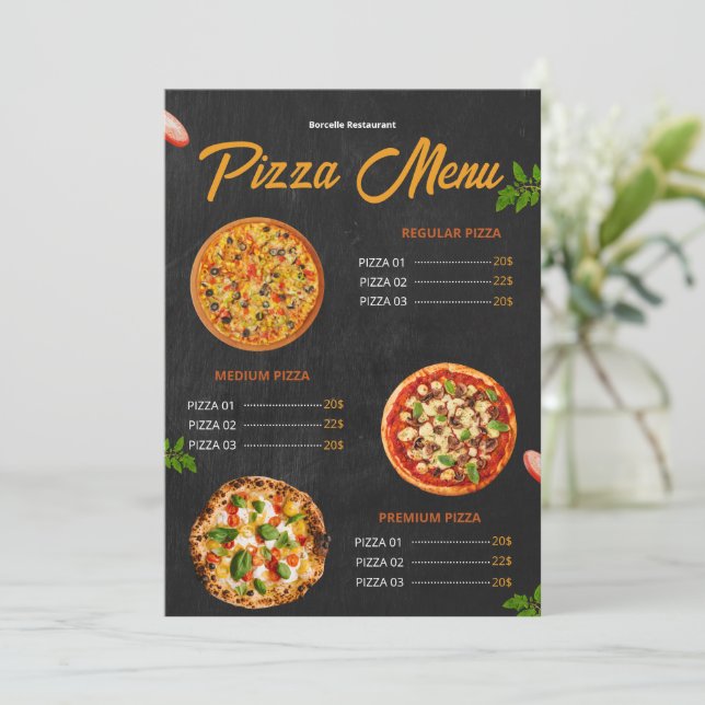 Redigerbar Pizzamenu Pizzeria Restaurang Meny (Stående Fram)