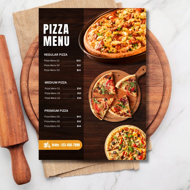 Redigerbar Pizzamenu Pizzeria Restaurangmeny Meny (Skapare uppladdad)