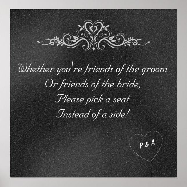 Redigerbar Poster för säten i Bröllop (Framsidan)