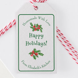 Redigerbar present för julbakning Grön God Jul Presentetikett