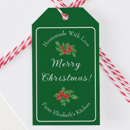 Redigerbar present för julbakning Grön God Jul Presentetikett