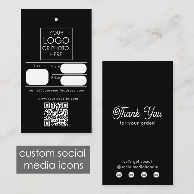 Redigerbar Pris Märkre Cloting Swing Märkre Black Visitkort (Editable Retail Price Tag Clothing Swing Tag Black)