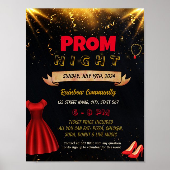 Redigerbar Prom Dance-händelsemall Poster (Framsidan)