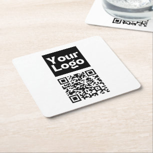 Redigerbar QR-kod & Din företagslogotyp eller bild Underlägg Papper Kvadrat