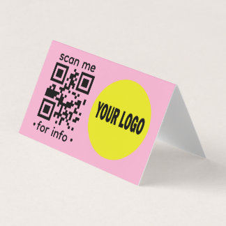 Redigerbar QR-kod Logotyp Modern Rosa Gul Företag Visitkort