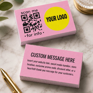 Redigerbar QR-kod Logotyp Modern Rosa Gul Företag Visitkort
