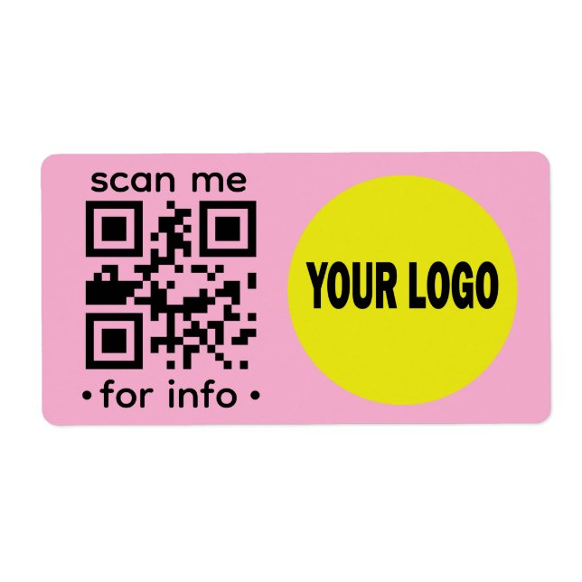 Redigerbar QR-kod Logotyp Modern Rosa Svart Företa Fraktsedel (Framsidan)