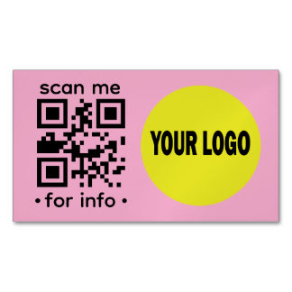 Redigerbar QR-kod Logotyp Modern Rosa Svart Företa Magnetiska Visitkort