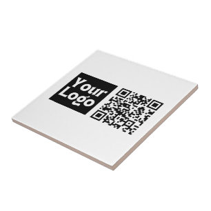Redigerbar QR-kod och din Logotyp eller image för Kakelplatta
