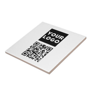 Redigerbar QR-kod och din Logotyp eller image för Kakelplatta