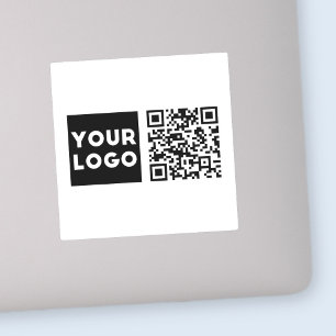 Redigerbar QR-kod och din Logotyp eller image för Klistermärken