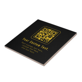 Redigerbar QR-kod och textmall | Svart och guld Kakelplatta