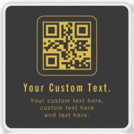 Redigerbar QR-kod och textmall | Svart och guld Klistermärken