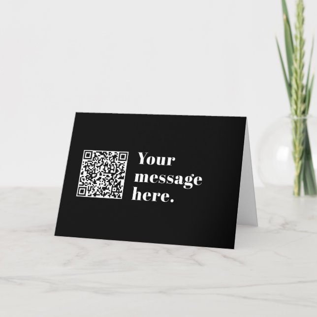 Redigerbar QR-kod & Retro-moden text Kort (Framsida)