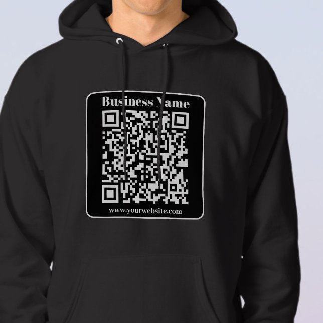 Redigerbar QR-kod, svart och vit Retro Modern Stil Hoodie (Skapare uppladdad)