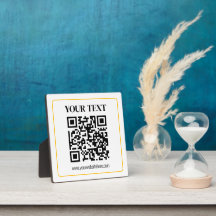 Redigerbar QR-kod & text med guldrand
