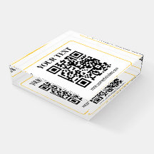 Redigerbar QR-kod & text med guldrand