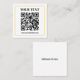 Redigerbar QR-kod & text med guldrand Fyrkantigt Visitkort