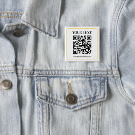 Redigerbar QR-kod & text med guldrand Knapp