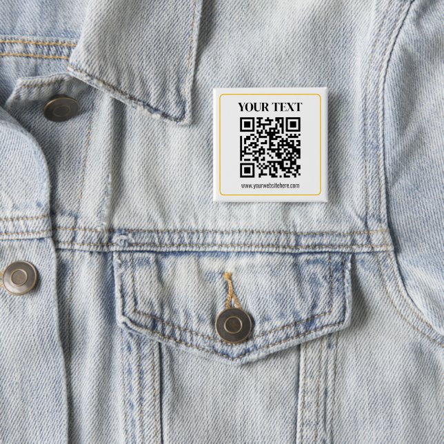 Redigerbar QR-kod & text med guldrand Knapp (In Situ)
