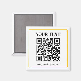 Redigerbar QR-kod & text med guldrand Magnet