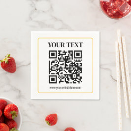Redigerbar QR-kod & text med guldrand Pappersservett