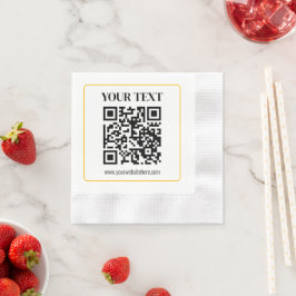 Redigerbar QR-kod & text med guldrand Pappersservett