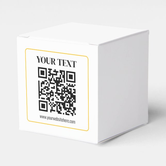 Redigerbar QR-kod & text med guldrand Presentaskar (Framsidan Sidan)