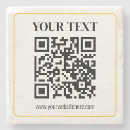 Redigerbar QR-kod & text med guldrand Stenunderlägg