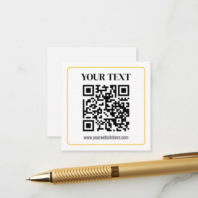 Redigerbar QR-kod & text med guldrand Tilläggskort (Fram/Back In Situ)