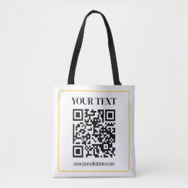 Redigerbar QR-kod & text med guldrand Tygkasse
