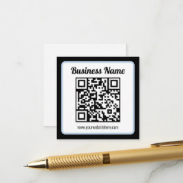 Redigerbar QR-kod & text med ljusblå kant Tilläggskort