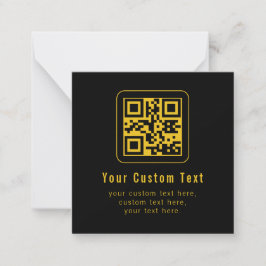 Redigerbar QR-kod & textmall | Svart & Guld Anteckningskort