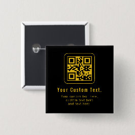 Redigerbar QR-kod & textmall | Svart & Guld Knapp
