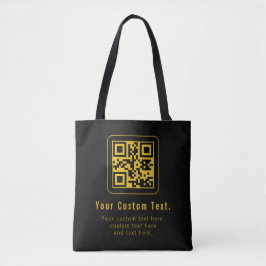 Redigerbar QR-kod & textmall | Svart & Guld Tygkasse