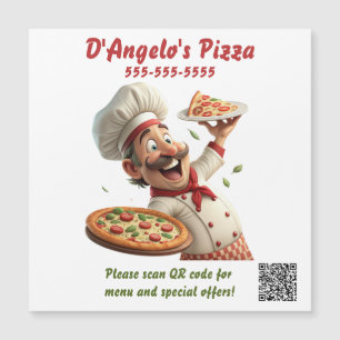 Redigerbar QR-kodmagnet för pizzarestaurang