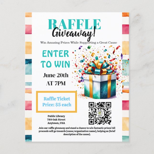 redigerbar Raffle Giveaway, pris Giveaway, Flyer (Framsidan)