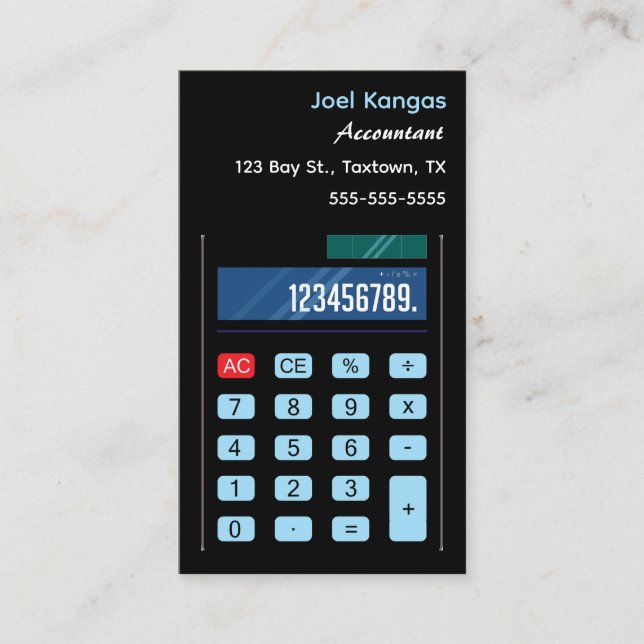 Redigerbar räkenskapskalkylator visitkort (Framsida)