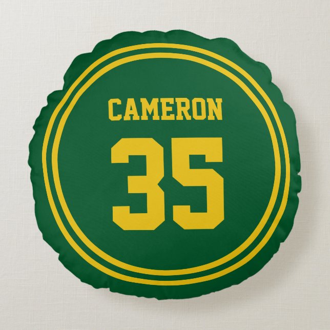 Redigerbar Rand och Färg Sporty i bakgrunden Rund Kudde (Framsidan)